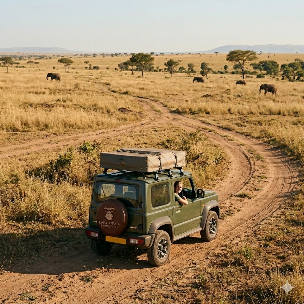 Suzuki Jimny de location pour un itineraire self-drive vers Ziwa et Murchison Falls
